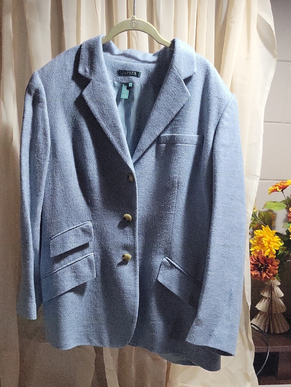 Ralph Lauren Light Blue Women's Silk And Linen Blazer